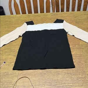 Ann Taylor Black and Cream Long Sleeve Top